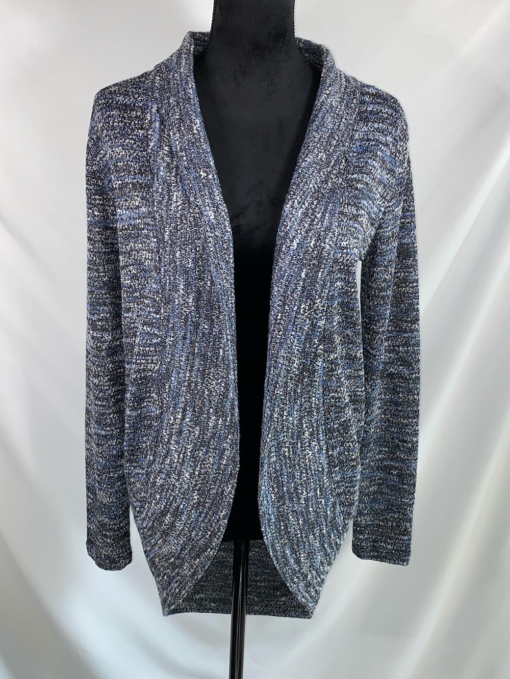 Aeropostale Marled Knit Open Front Cardigan Blue M